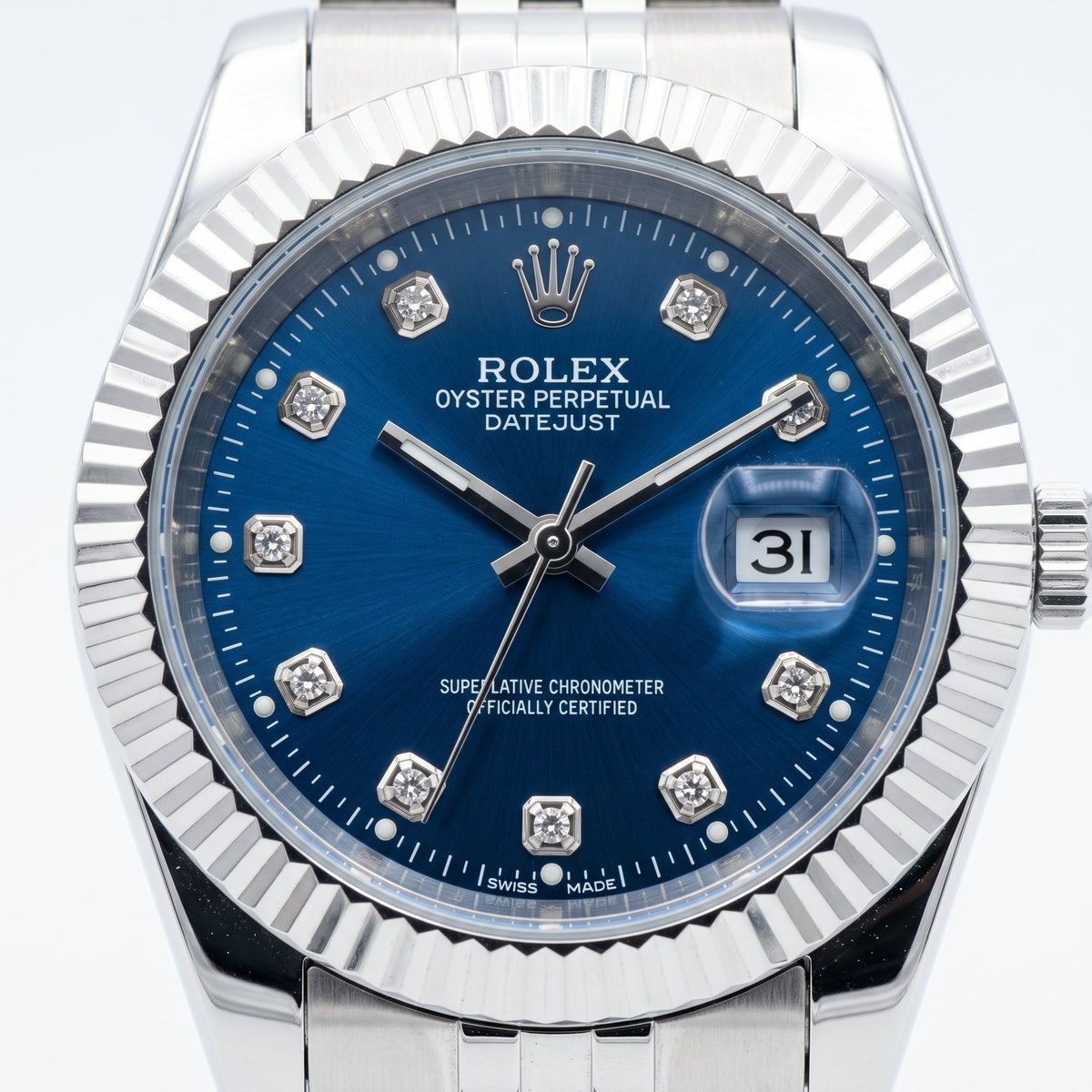 Premium Men's Datejust Watch – Blue Dial, Fluted Bezel & Jubilee Bracelet