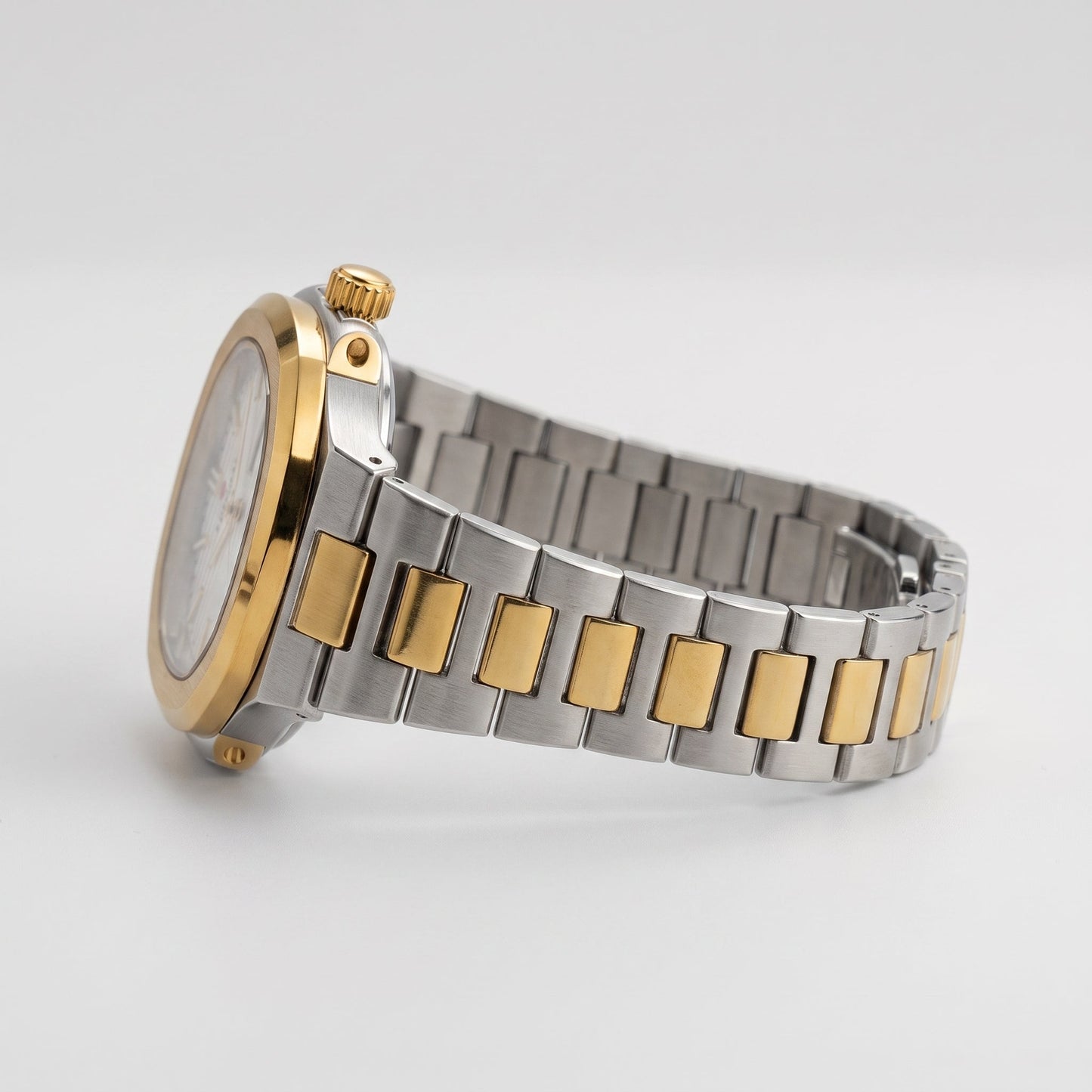 FORICHS Two-Tone Gold and Silver White Dial Stainless Steel Quartz Watch for Men
