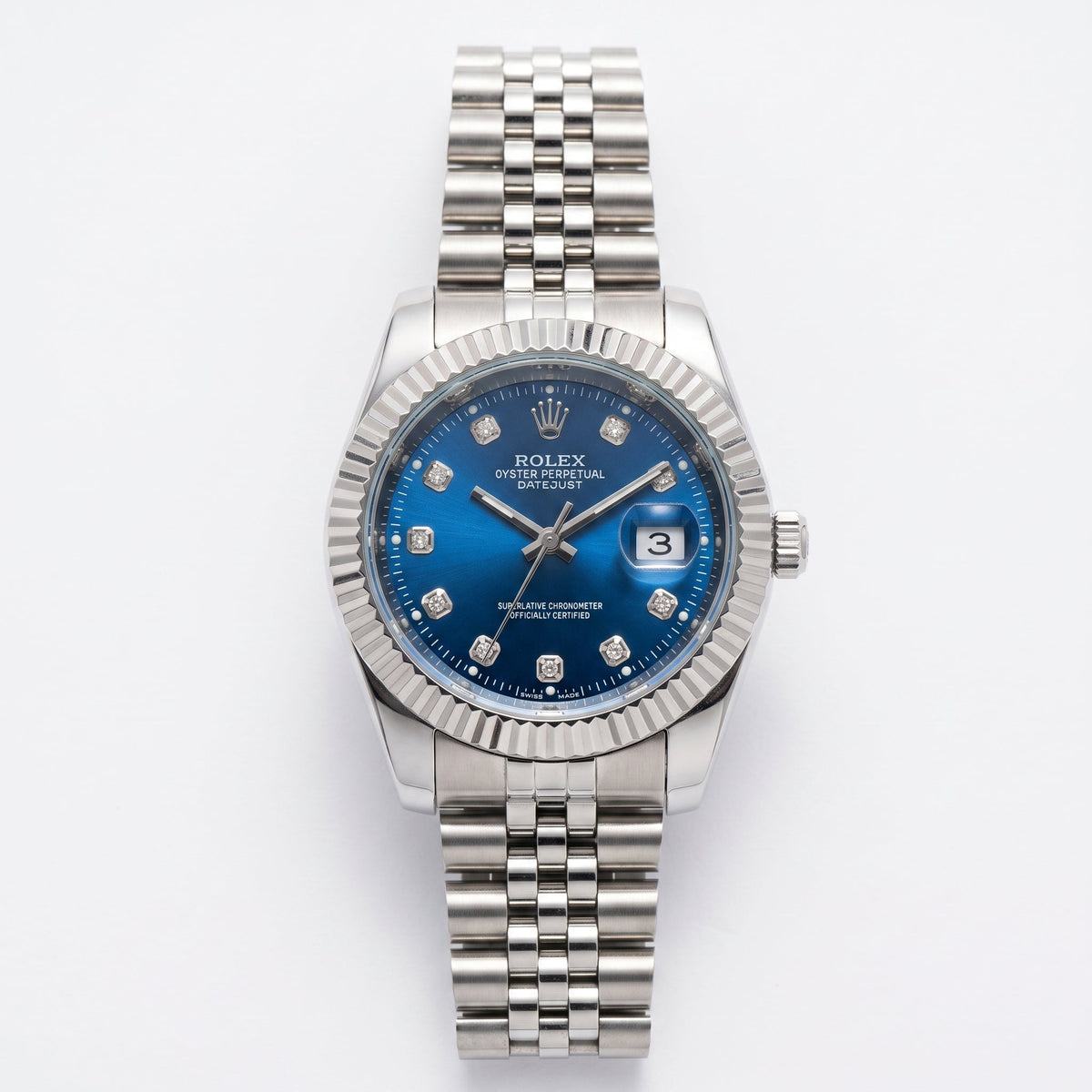 Premium Men's Datejust Watch – Blue Dial, Fluted Bezel & Jubilee Bracelet
