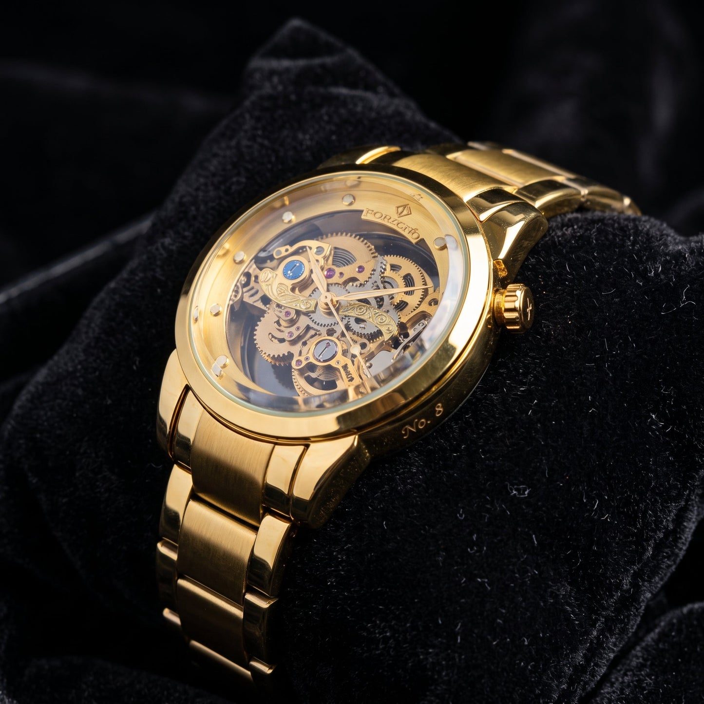 FORICHS Full Gold Automatic Skeleton Watch