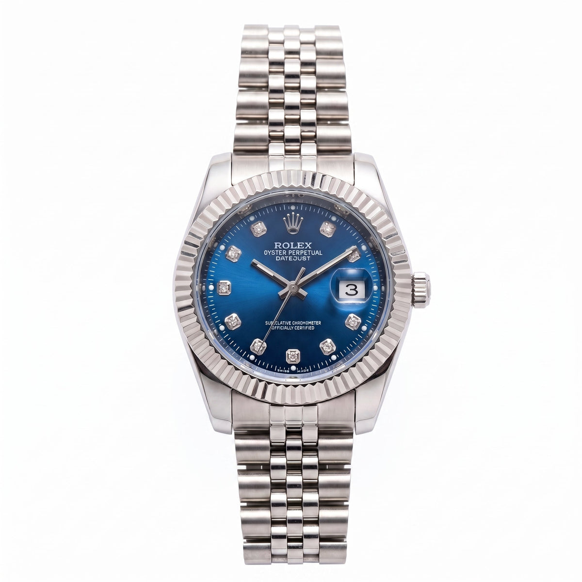 Elegant Datejust Women's Blue Dial Steel Watch – Fluted Bezel