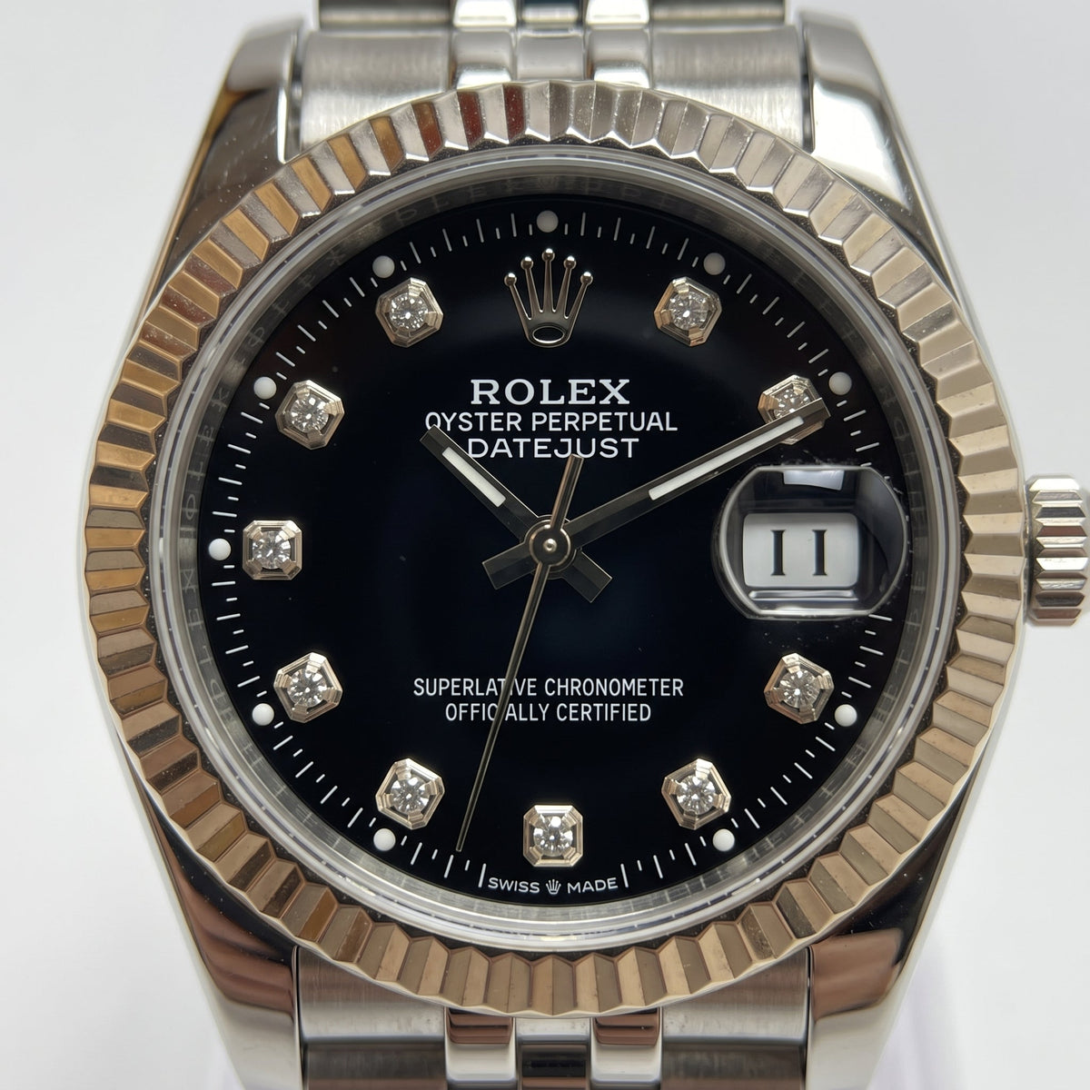 Premium Men's Datejust Watch – Black Dial, Fluted Bezel & Jubilee Bracelet