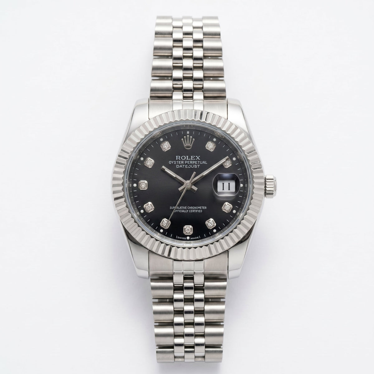 Premium Women's Datejust Watch – Black Dial, Fluted Bezel & Jubilee Bracelet