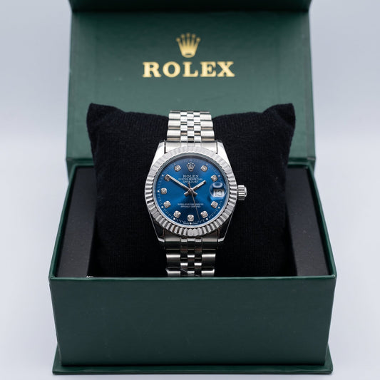 Elegant Datejust Women's Blue Dial Steel Watch – Fluted Bezel