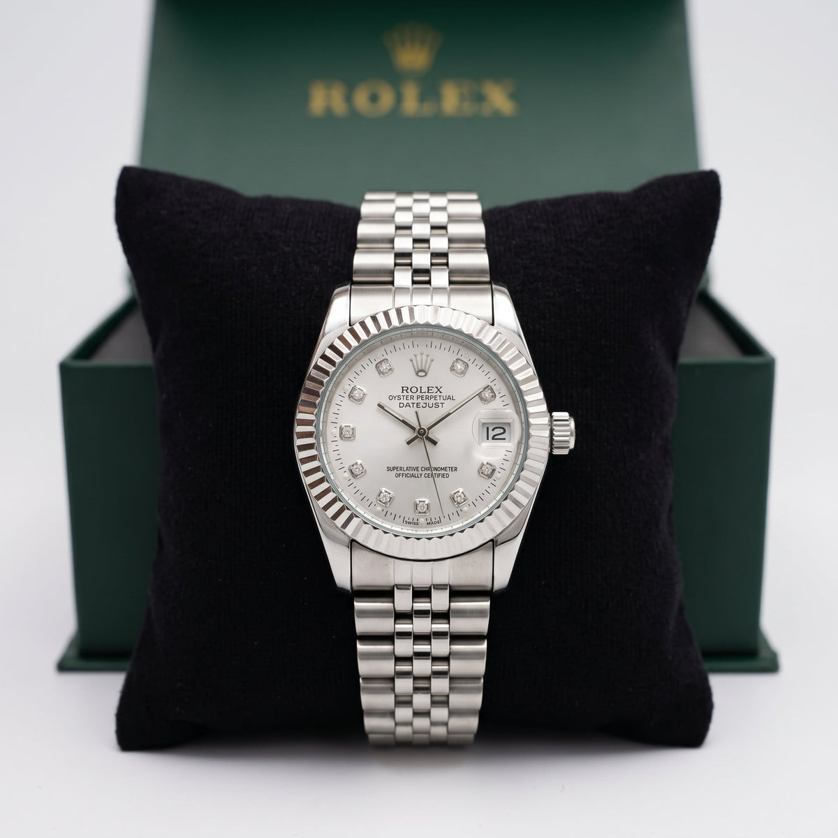 Premium Women's Datejust Watch – Silver Dial, Fluted Bezel & Jubilee Bracelet