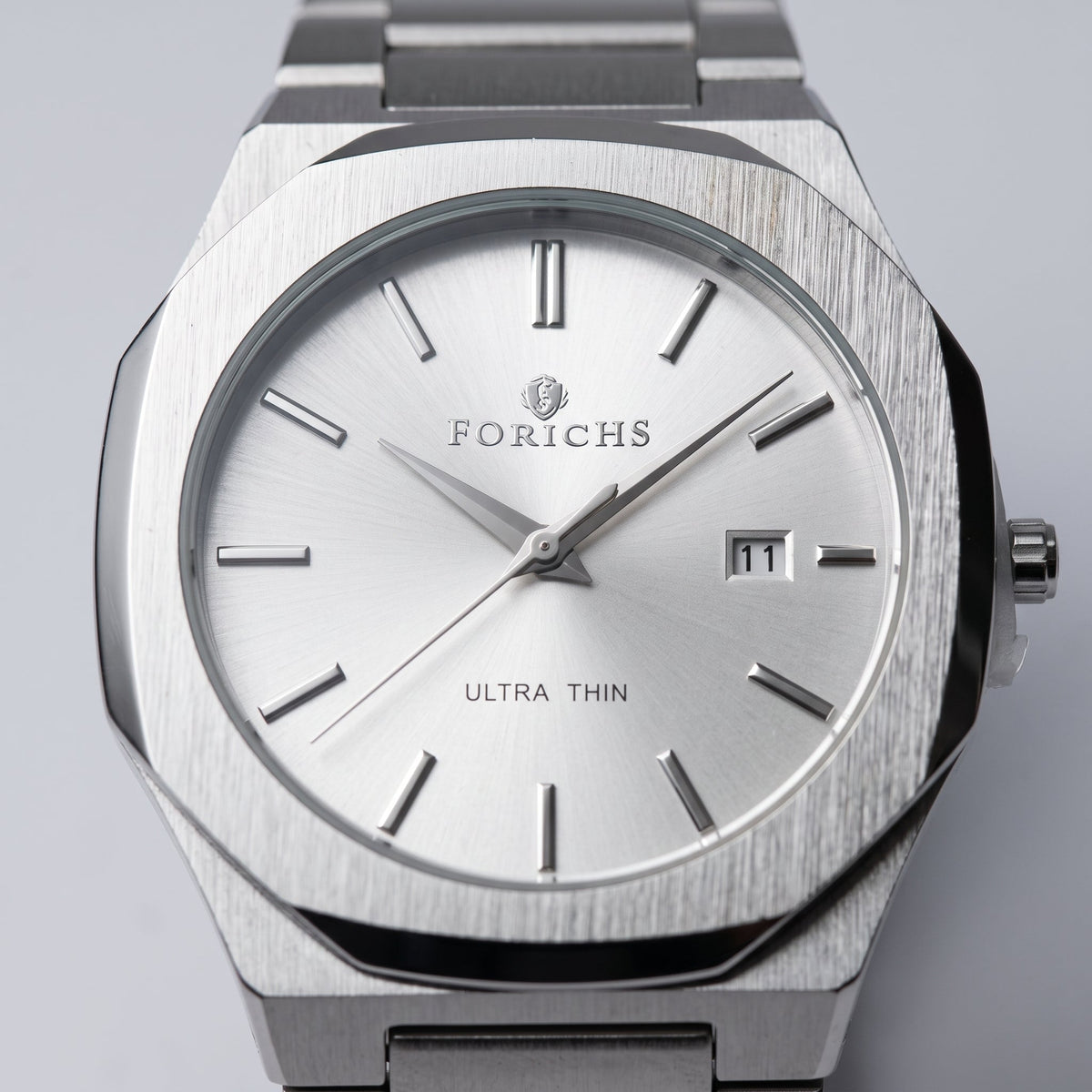 FORICHS Men's Ultra-Thin Quartz Watch – Sapphire Crystal, Stainless Steel & Date